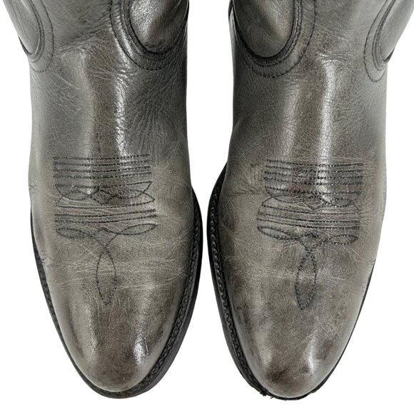 Vintage FRYE Cowboy Boots Men Size 9D Grey Gray Leather Western Rodeo Dress Boot - Picture 11 of 15